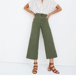 Madewell Emmett Wide-Leg Crop Pants in Olive size 28